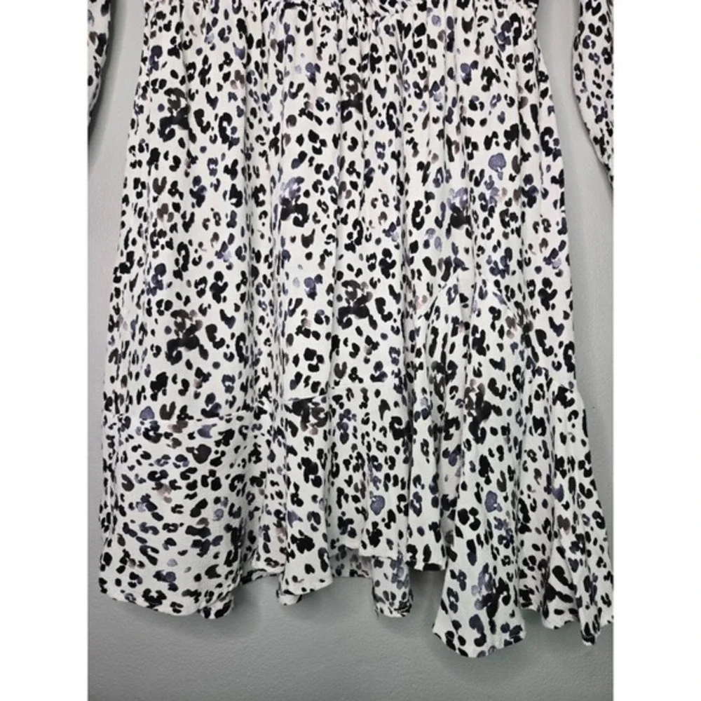 Zara Leopard‎ Print Wrap Dress Mini Long Sleeve V Neck Flowy Size Small